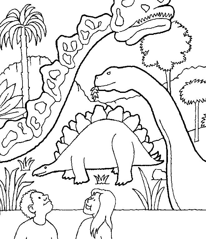 Un dinosaure joyeux évoluant dans un paysage préhistorique