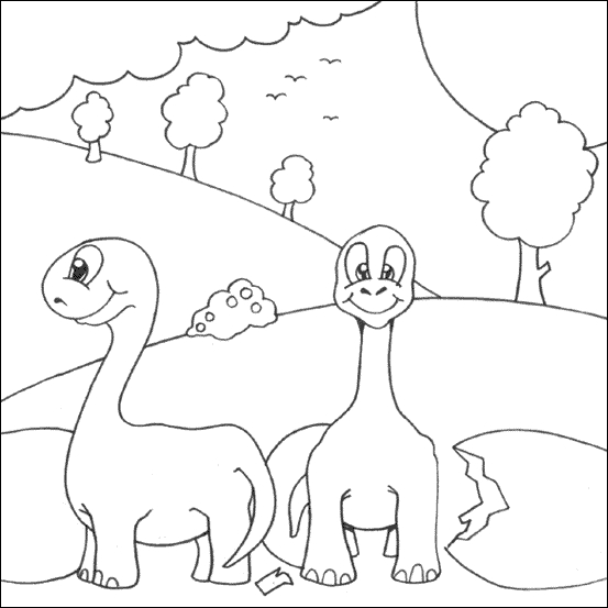 Un dinosaure joyeux se promenant dans un paysage préhistorique
