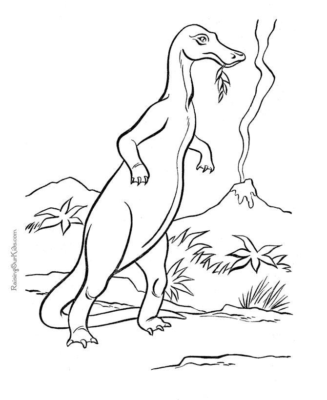 Un dinosaure jouant dans un paysage préhistorique