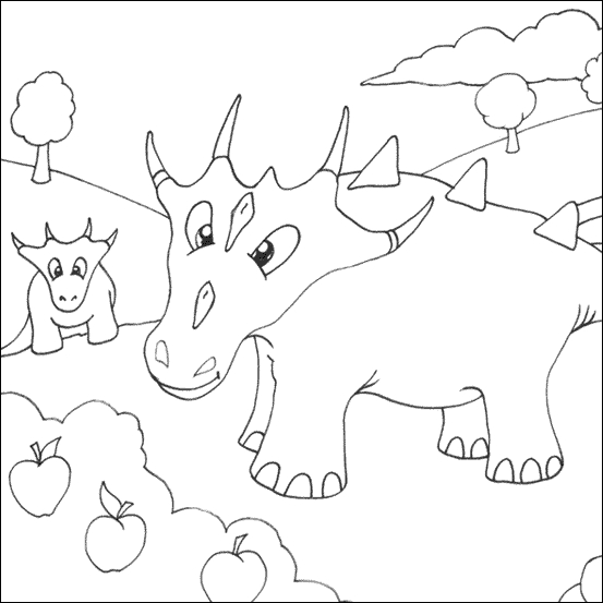 Un dinosaure joyeux explorant un paysage préhistorique