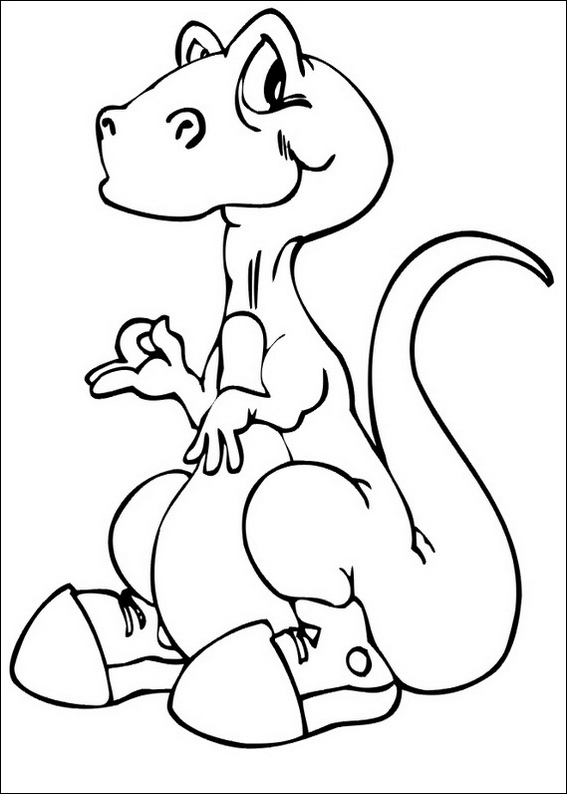 Un dinosaure joyeux explorant un paysage préhistorique