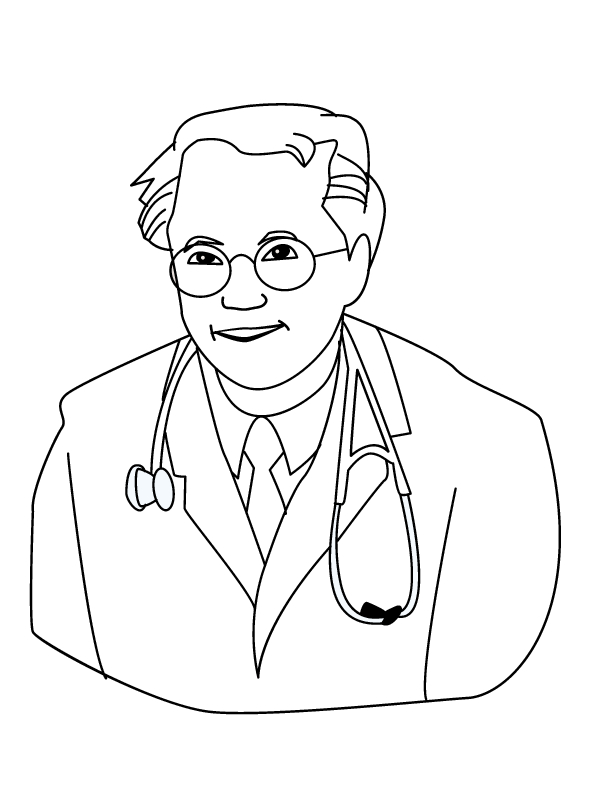 Coloriage d'un docteur en consultation avec un enfant