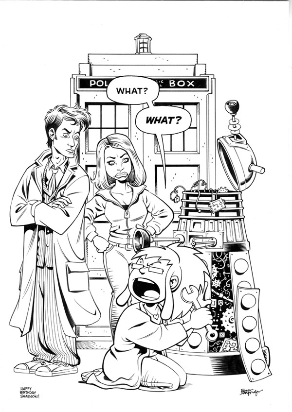 Doctor Who en action dans un décor futuriste