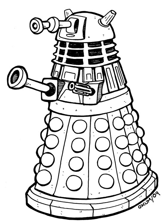 Le Docteur qui se tient devant le TARDIS dans un décor futuriste