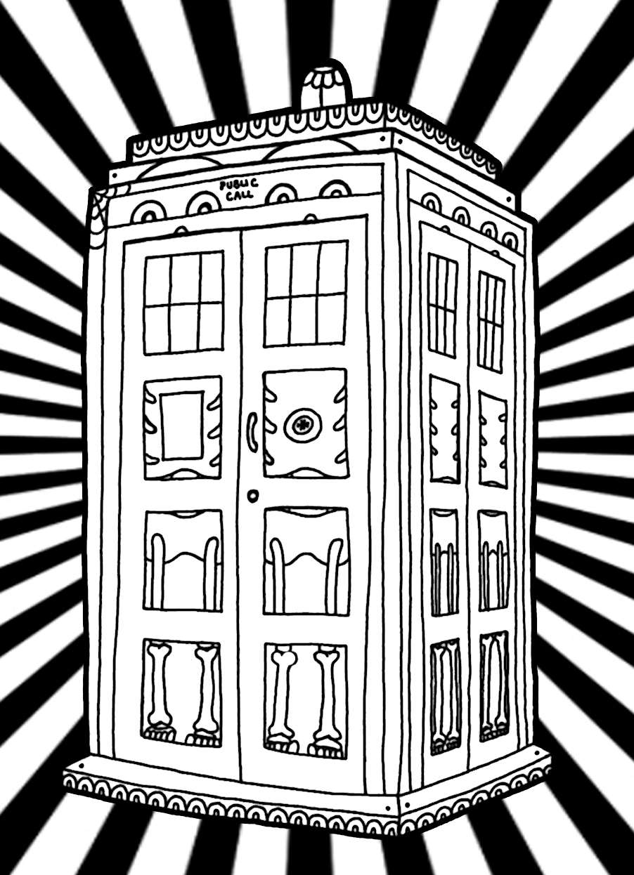 Le Docteur et son TARDIS en pleine aventure