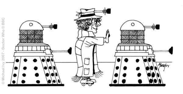 Portrait du Docteur et de son TARDIS dans un univers futuriste Portrait du Docteur et de son TARDIS dans un univers futuriste