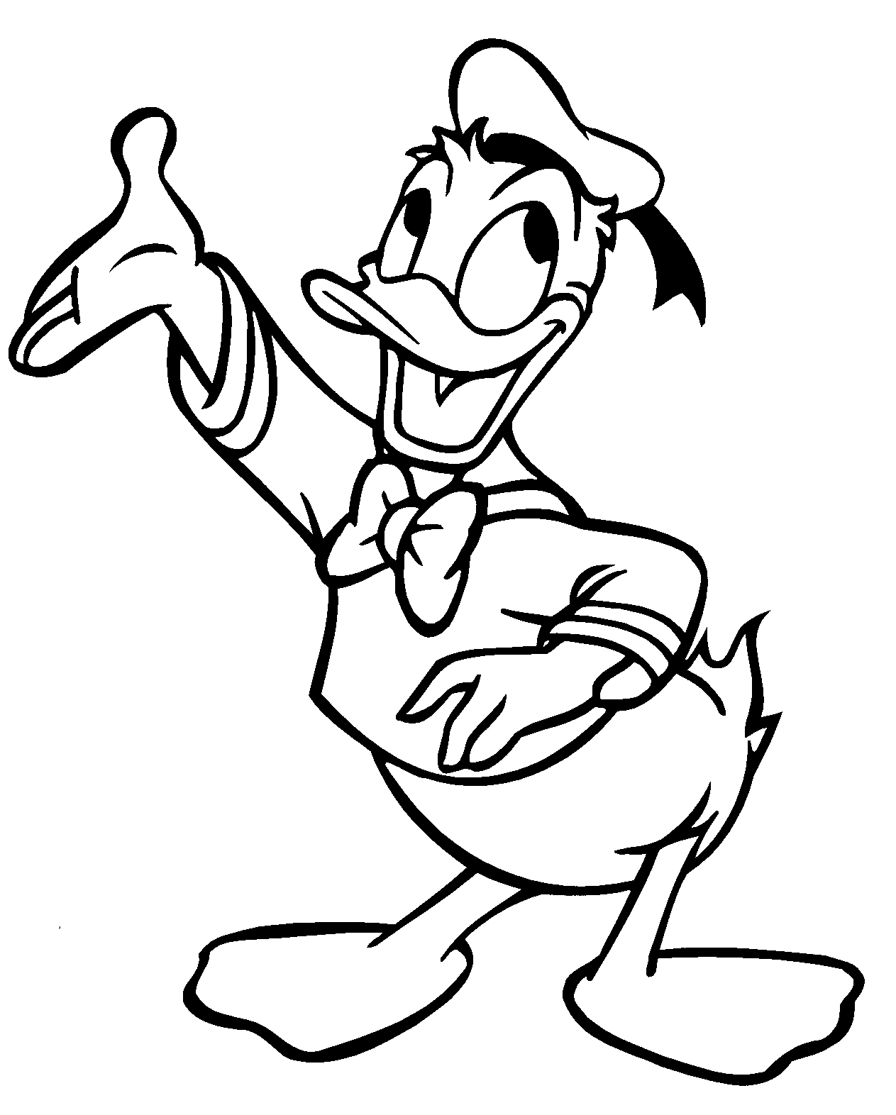Donald Duck en pleine aventure avec un large sourire