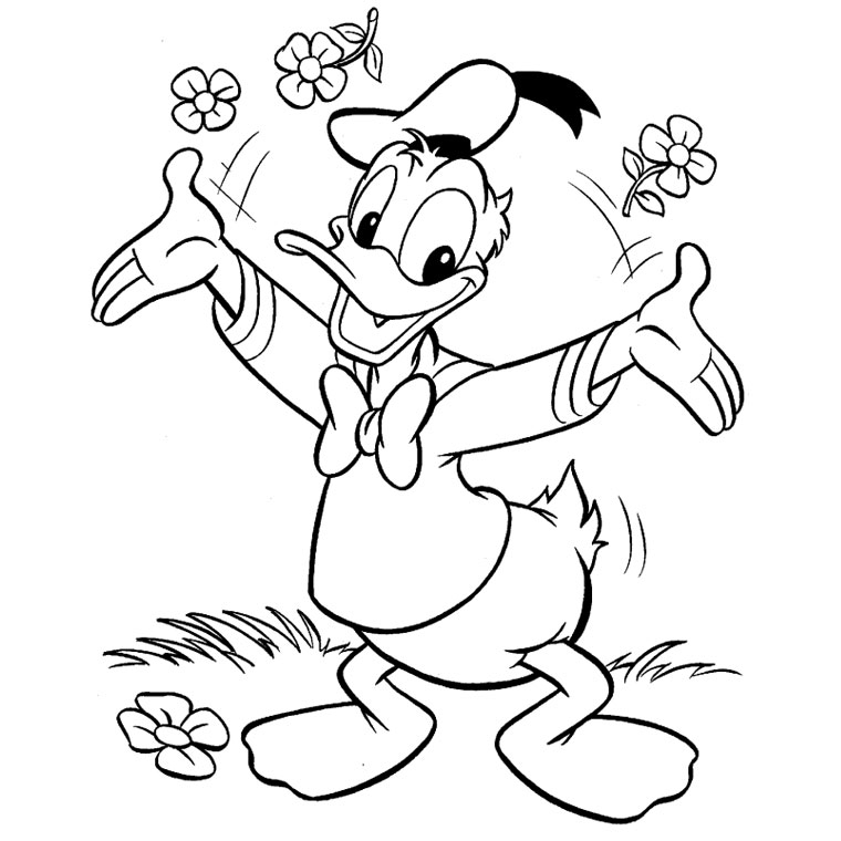 Donald Duck en pleine action sur un fond simple