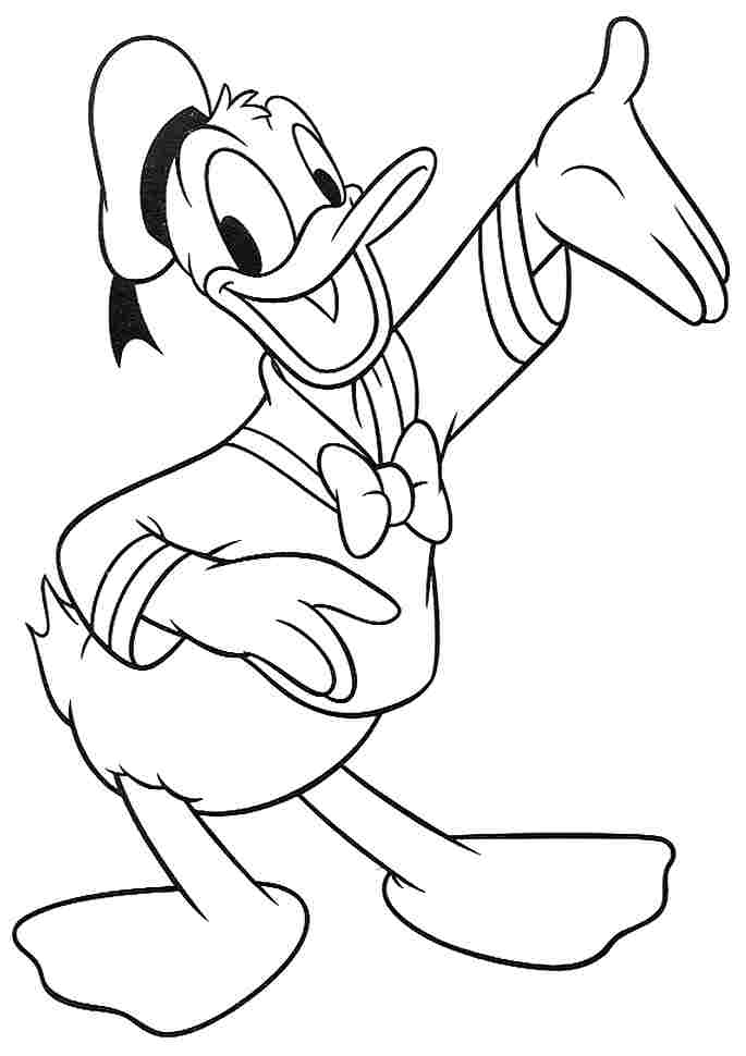 Donald Duck en pleine pose joyeuse entouré de détails amusants