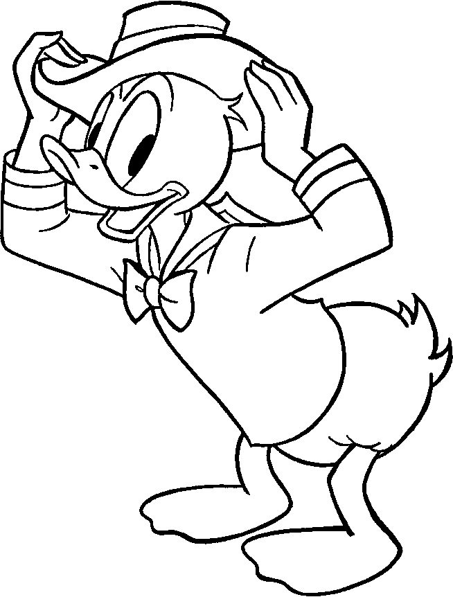 Donald Duck en pleine expression joyeuse avec un décor minimaliste