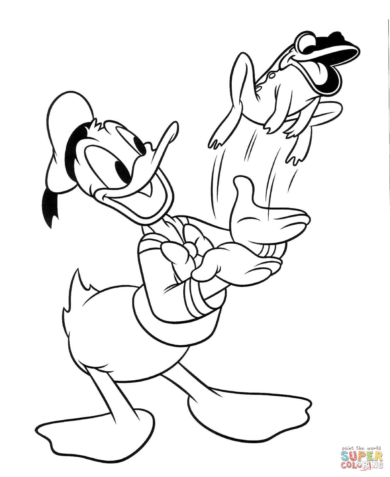 Donald Duck en pleine aventure avec un large sourire