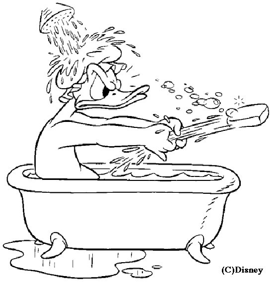 Coloriage de Donald Duck en train de sourire dans un décor aquatique