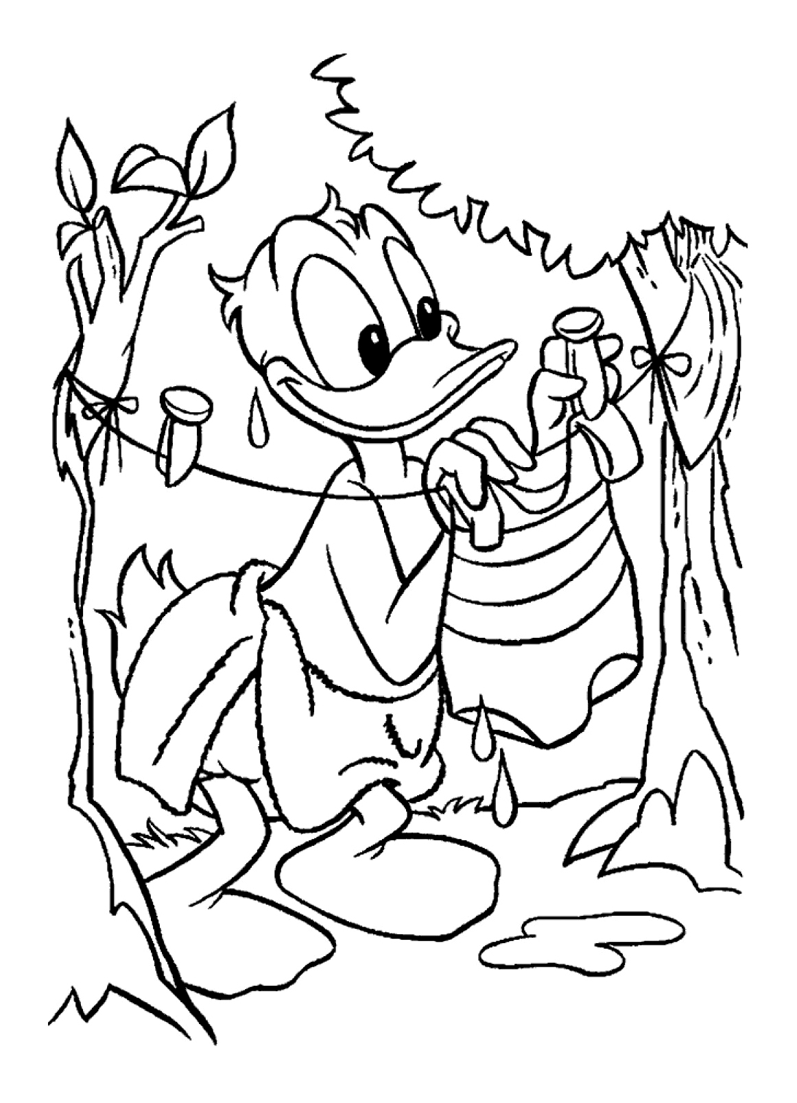 Donald Duck en pleine action avec un sourire radieux
