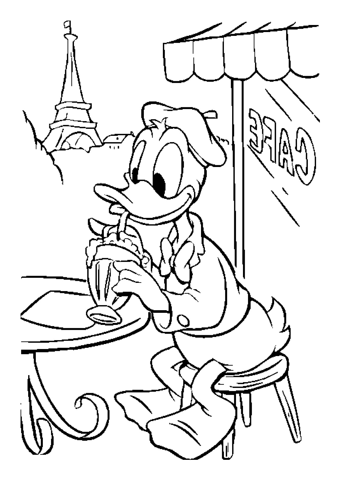 Coloriage de Donald Duck en pleine expression joyeuse