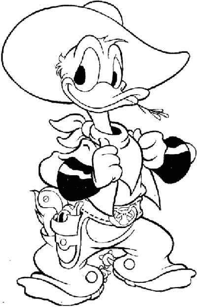 Coloriage de Donald Duck en pleine aventure