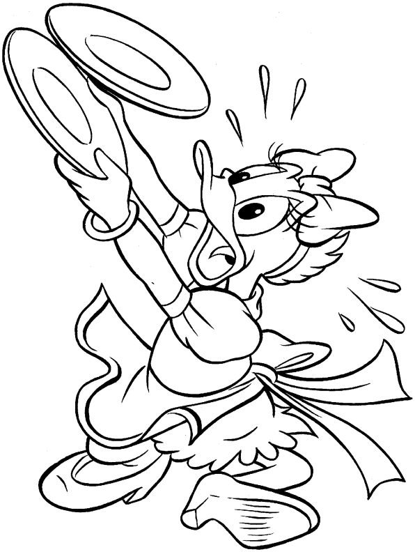 Coloriage de Donald Duck en pleine action avec un large sourire