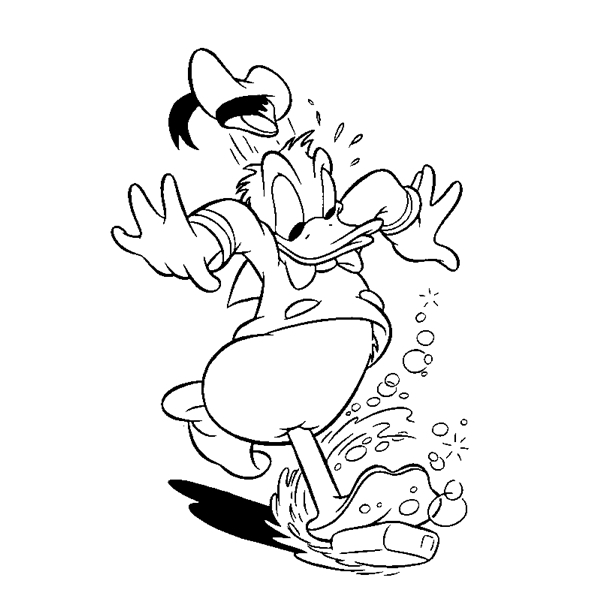 Donald Duck en pleine expression joyeuse, dans un décor simple