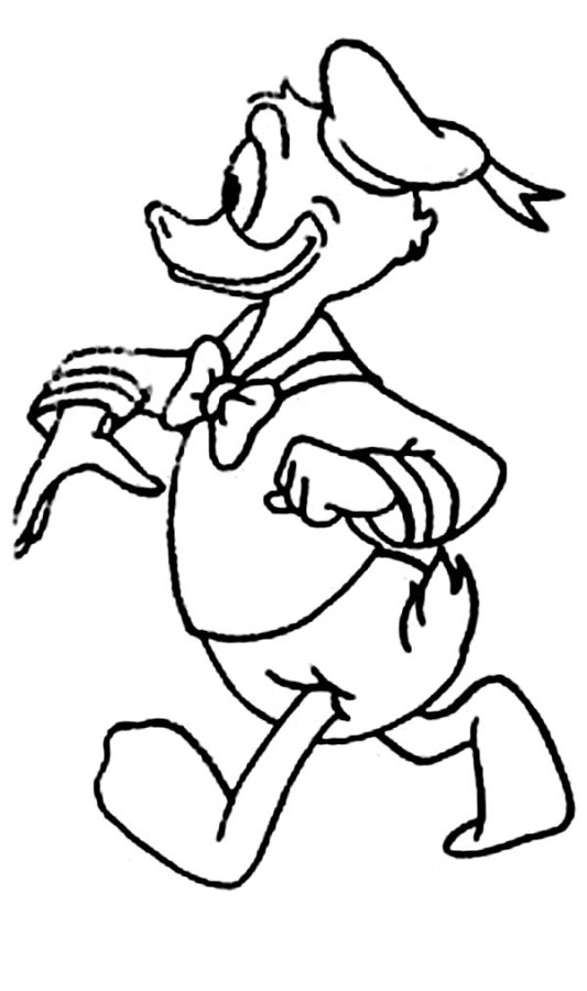 Coloriage de Donald Duck en pleine action dans un décor amusant