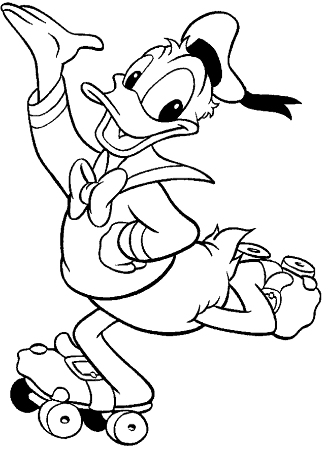 Donald Duck souriant avec un chapeau et une canne dans un décor simple