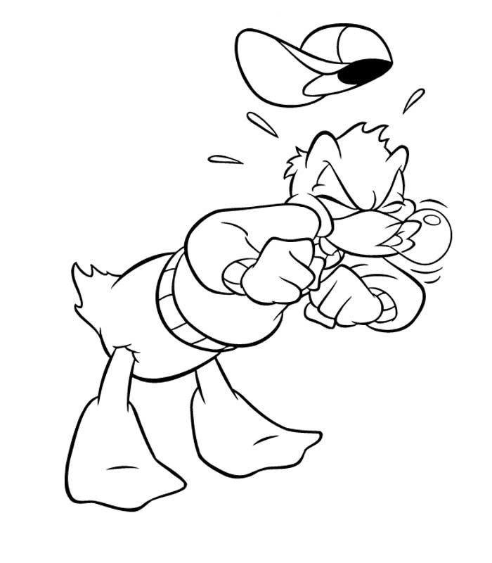 Donald Duck en pleine activité de coloriage avec des détails amusants