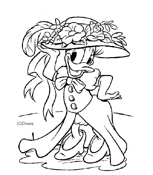 Coloriage de Donald Duck en train de sourire avec son chapeau marin