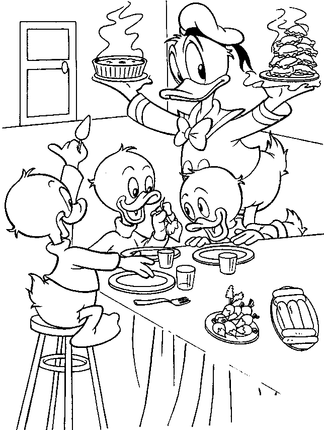 Donald Duck en train de sourire avec ses bras ouverts dans un décor simple