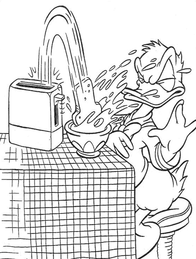 Donald Duck en pleine réflexion dans un décor simple