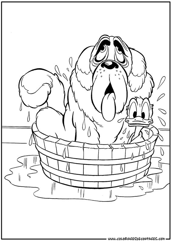 Coloriage de Donald Duck en pleine action sur une scène animée