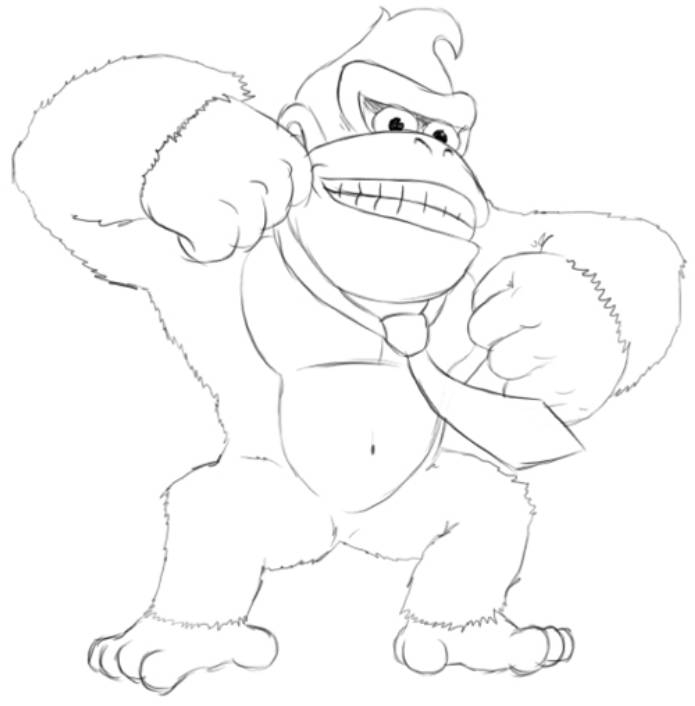 Donkey Kong en pleine aventure sur un fond de jungle