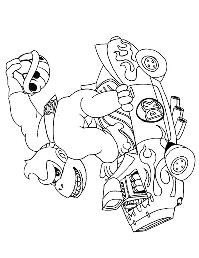 Coloriage de Donkey Kong en pleine action dans la jungle