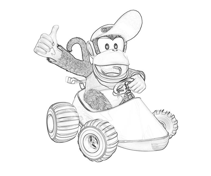 Coloriage de Donkey Kong en pleine action avec un décor de jungle