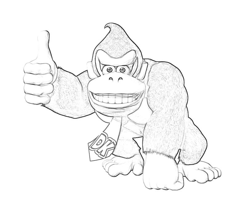 Coloriage de Donkey Kong en pleine action dans la jungle