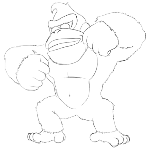 Donkey Kong en pleine action avec un tonneau dans la jungle