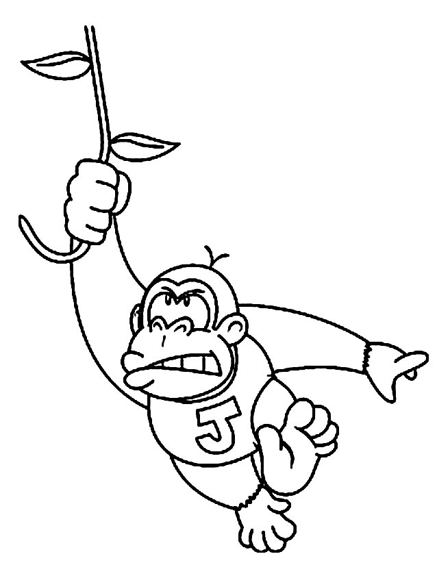 Donkey Kong sautant au-dessus d'un tonneau dans une jungle