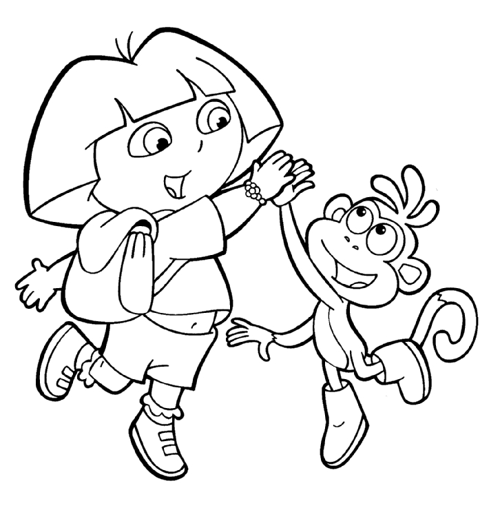 Dora l'exploratrice en pleine aventure avec son sac à dos dans la forêt