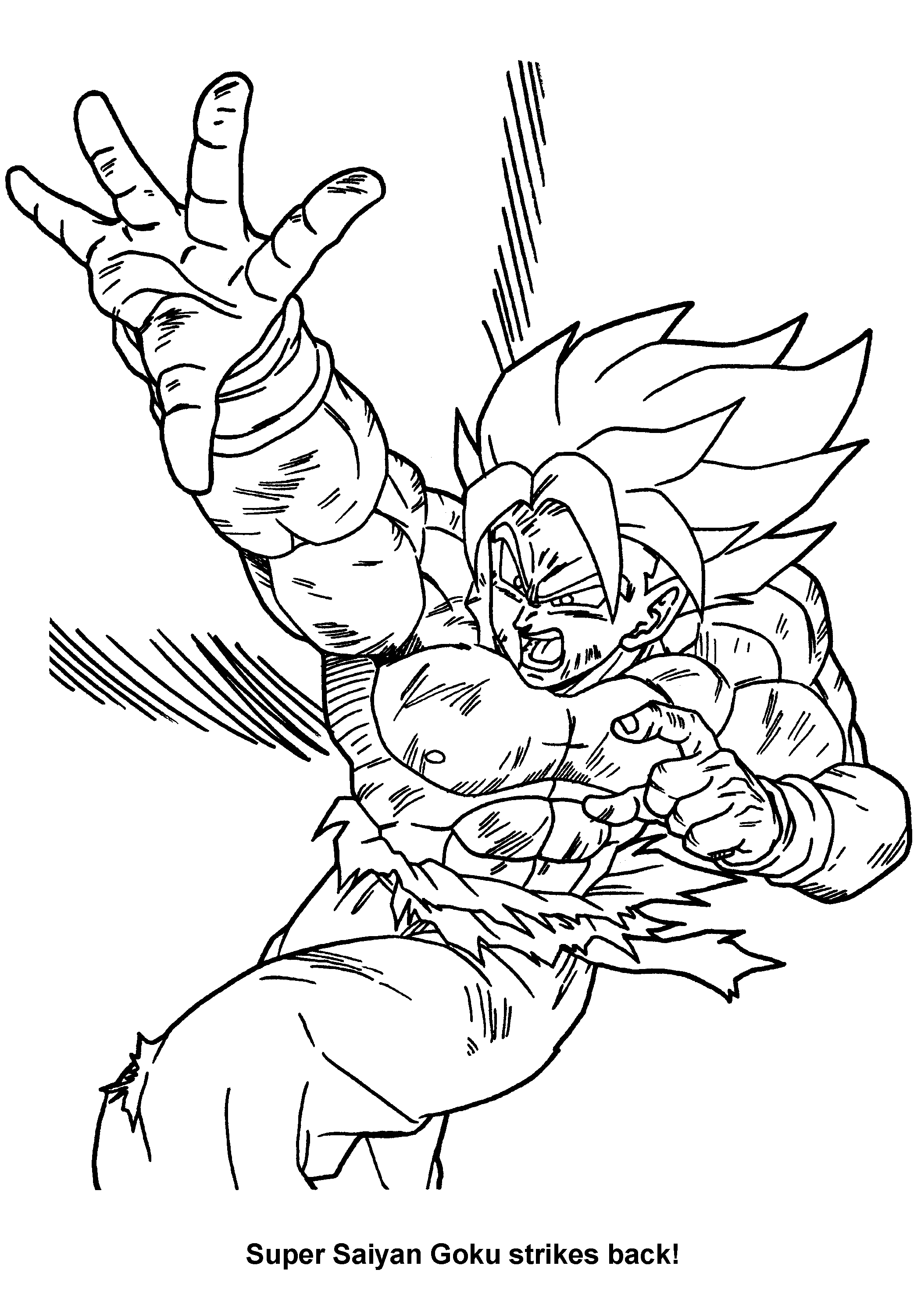 Goku en pleine action dans un combat intense