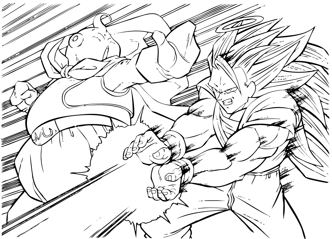 Goku en pleine action sur un champ de bataille