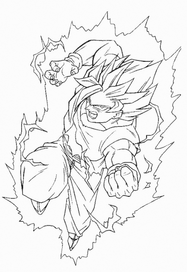 Goku en plein combat contre un ennemi dans un décor dynamique