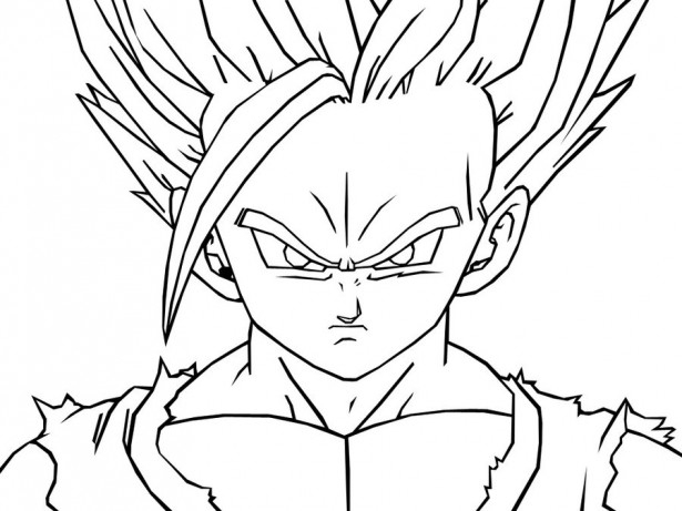 Goku en pleine action, prêt à combattre dans un décor dynamique