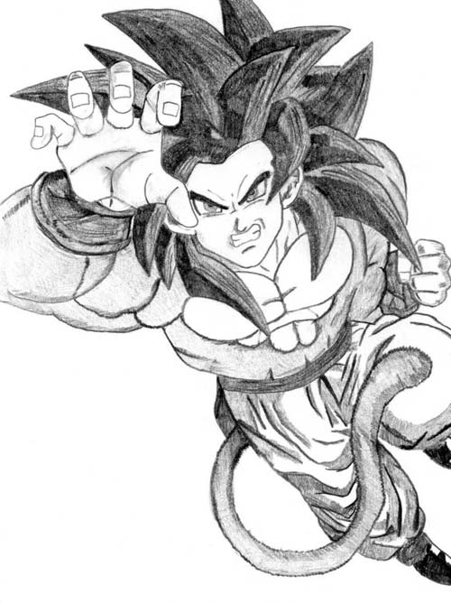 Goku en plein combat avec un ennemi dans un décor de Dragon Ball Z