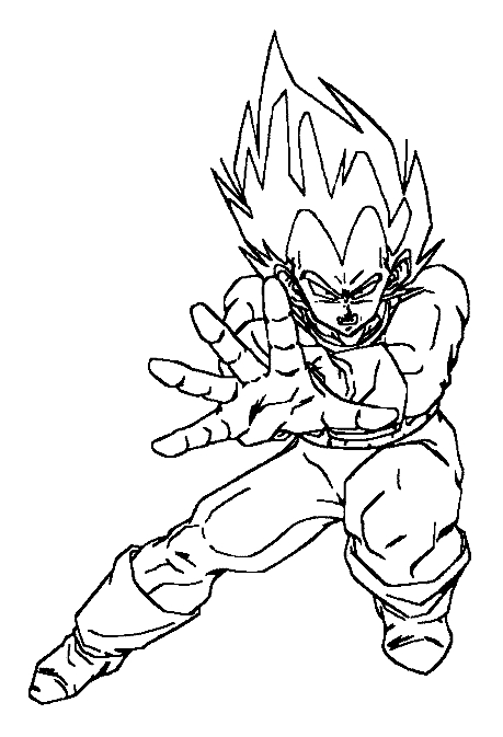 Coloriage de Goku en pleine action sur un champ de bataille