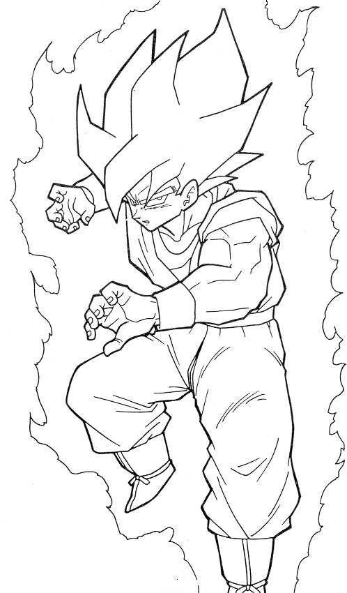 Goku en pleine action dans un combat intense contre un adversaire