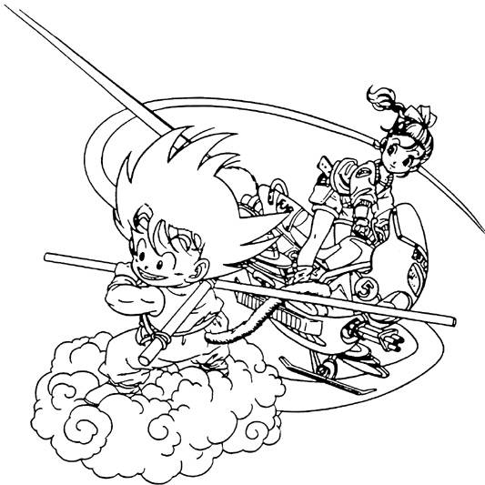 Goku en pleine action avec un décor de combat