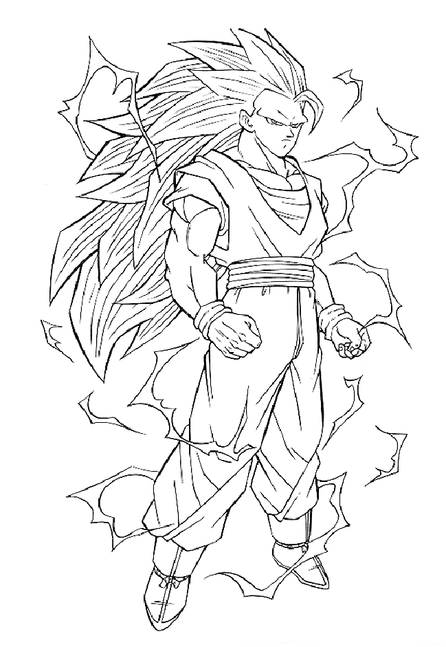 Goku en pleine action sur un fond de nuages