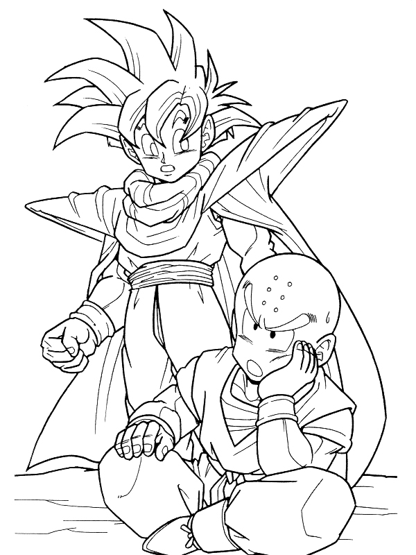 Goku en pleine action lors d'un combat intense dans Dragon Ball Z