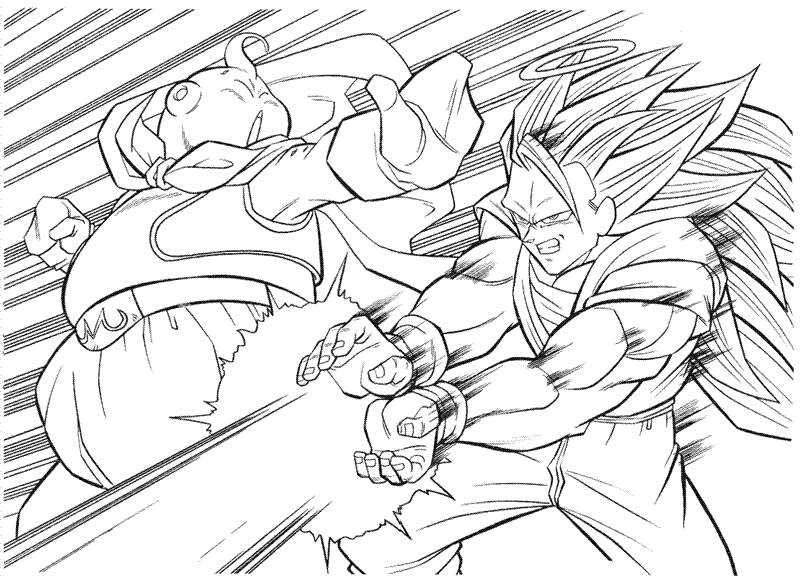 Goku en pleine action face à un adversaire dans un décor dynamique