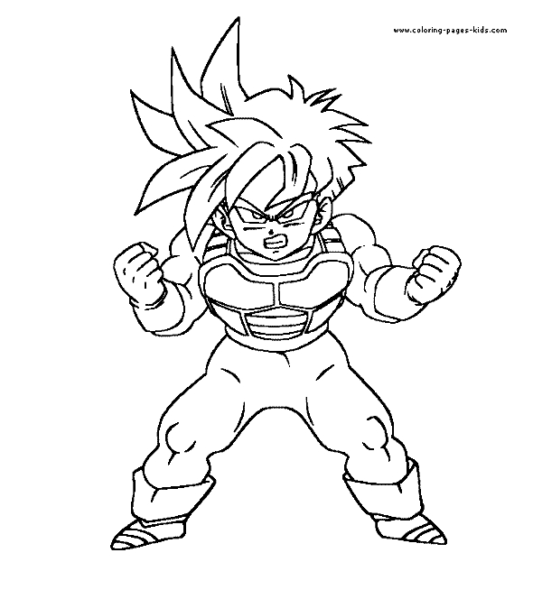 Coloriage de Goku en pleine action dans un décor dynamique