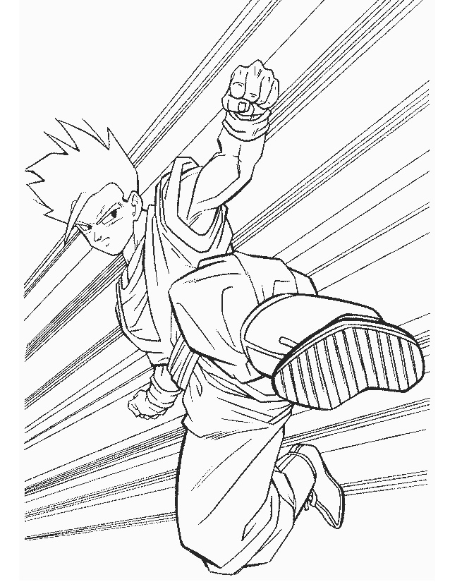 Goku en plein combat avec un adversaire sur un fond dynamique
