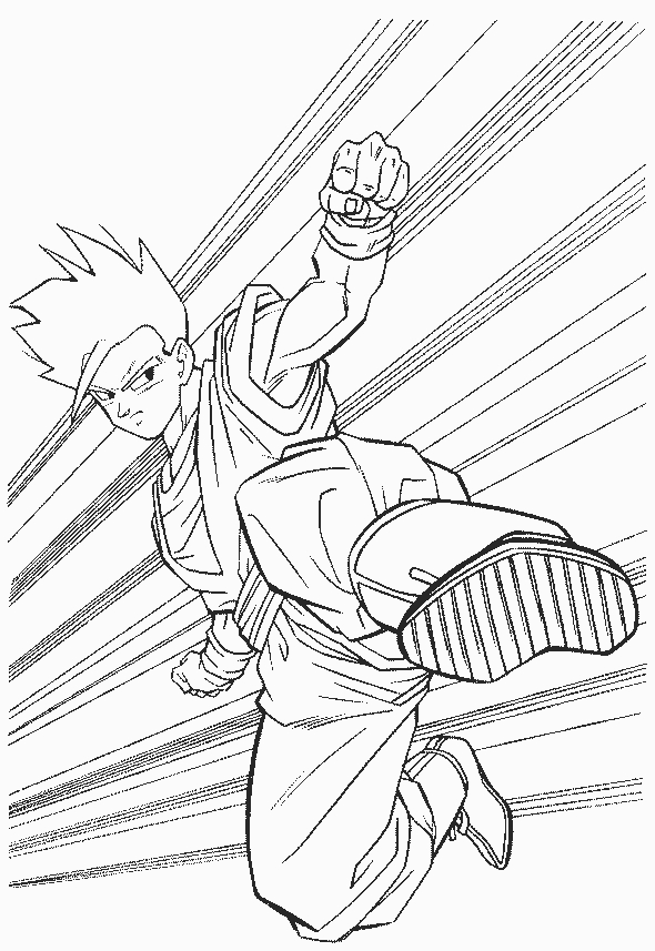 Goku en pleine action sur un fond dynamique de Dragon Ball Z