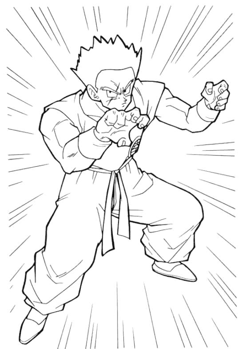 Goku en plein combat avec un adversaire dans un décor de Dragon Ball Z